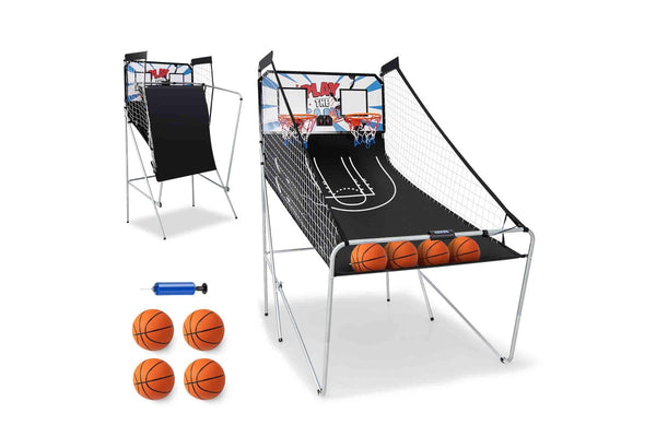 Costway Arcade Basketball Game Double Shoting Machine 4 Players Electronic Scoring w/8 Playing Modes&4 Balls