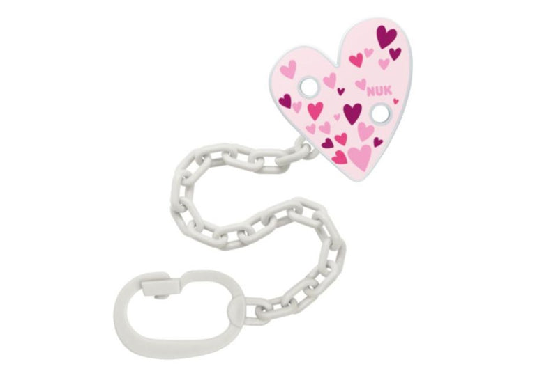 NUK: Shaped Soother Chain - Pink Hearts