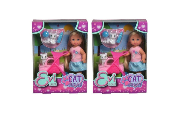 2x Simba Evi Love Cat Buggy Doll Playset Kids Children Imaginative Play Toy 3y+