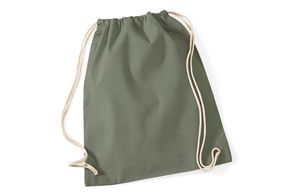 Westford Mill Cotton Gymsac Bag - 12 Litres (Pack of 2) (Olive) (One Size)