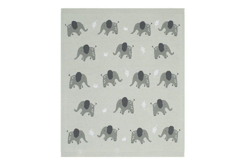 Living Textiles Whimsical 85cm Cotton Baby Blanket Pram Comforter Elephant Grey