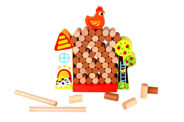 Tooky Toy Wood Blocks Farm Kid Children Interactive Creativity Stacking Game 3y+