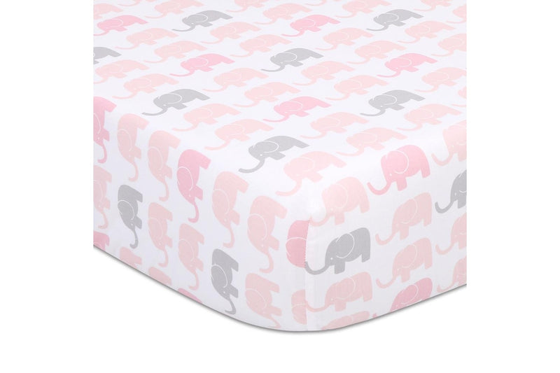 The Peanutshell 135cm Cotton Sweet Peanut Fitted Sheet Bedding Cover Elephant