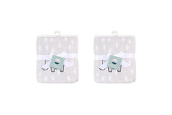 2x Little Haven Applique Elephant Comfortable Gentle Style Baby Blanket 101cm