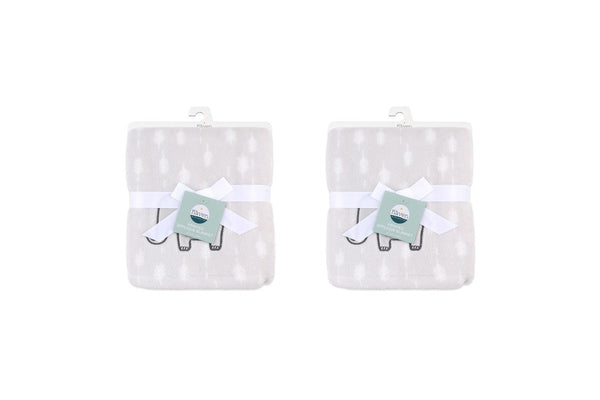 2x Little Haven Applique Elephant Comfortable Gentle Style Baby Blanket 101cm