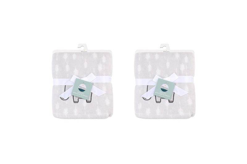 2x Little Haven Applique Elephant Comfortable Gentle Style Baby Blanket 101cm