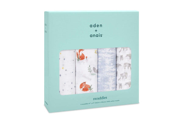 4Pk Aden Anais Naturally 100% Cotton Muslin 120cm Swaddles Baby Infant Blanket