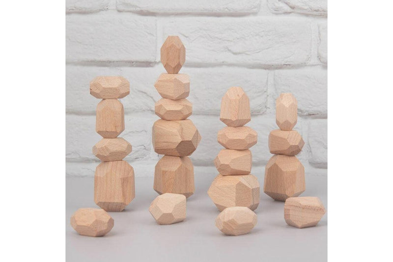 Costcom Toy Creative Wooden Stacking Balancing Stone Building Blocks (48PCS)