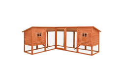 Outdoor Rabbit Hutch with Run Brown Solid Fir Wood vidaXL