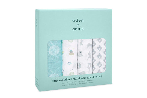 4PK Aden Anais Now Zen 120cm 100% Cotton Muslin Classic Swaddles Baby Blanket