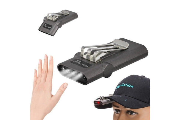 Rechargeable Headlamp Hands Free Clip Cap Light Black Head Torches