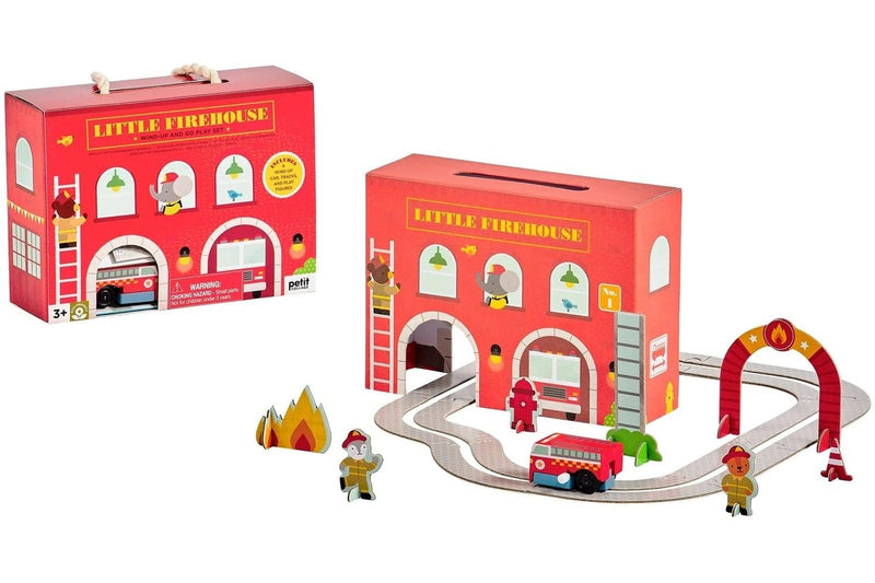 Petit Collage: Wind Up & Go Playset - Little Firehouse