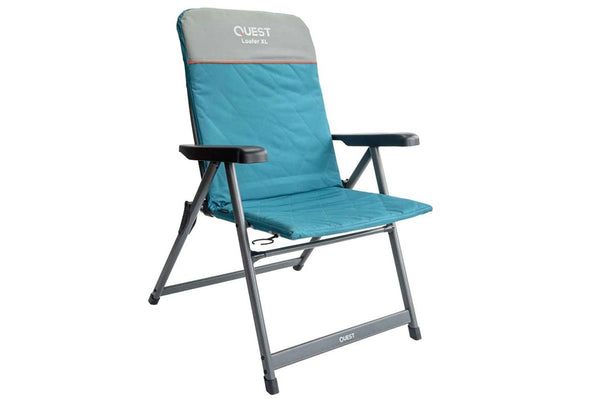 Quest Loafer 103cm Folding Camp Chair w Armrests Outdoor Camping Picnic XL Blue