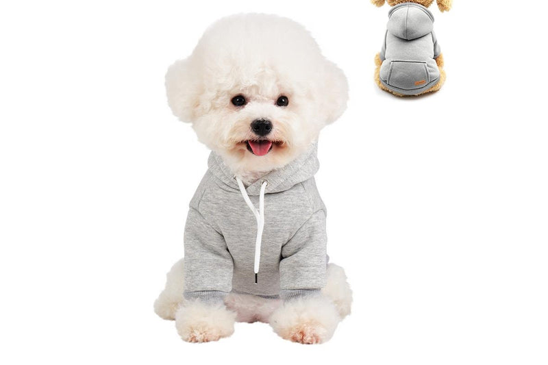 PETSWOL Dog Hoodie with Pocket - Grey, Medium