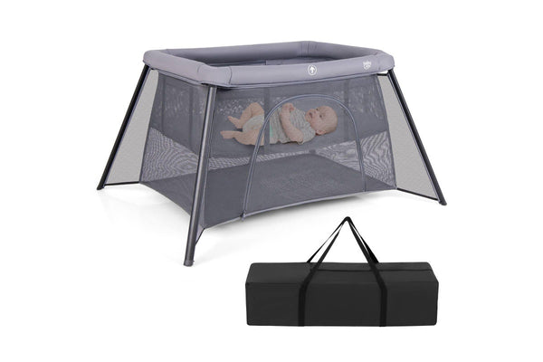 Costway Cot Bed Crib Protable Travel Crib Foldable Pack Indoor & Outdoor Use Grey