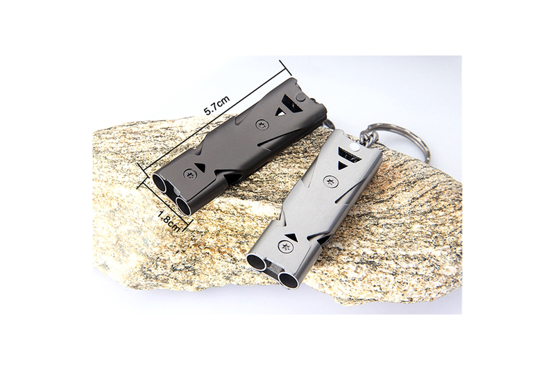 2Pcs High Decibel Stainless Steel Portable Keychain Double Pipe Emergency Whistle Safety Whistles