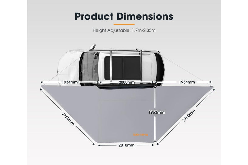 San Hima 180 Degree Free-Standing Awning 600D Double-Ripstop Oxford UPF50+ 4X4