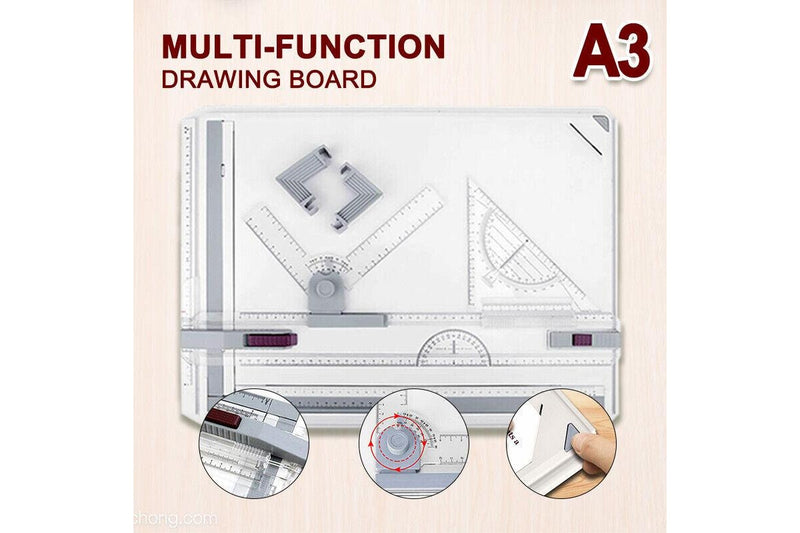 Ozstock PRO A3 Drawing Board Table with Parallel Motion and Adjustable Angle Drafting