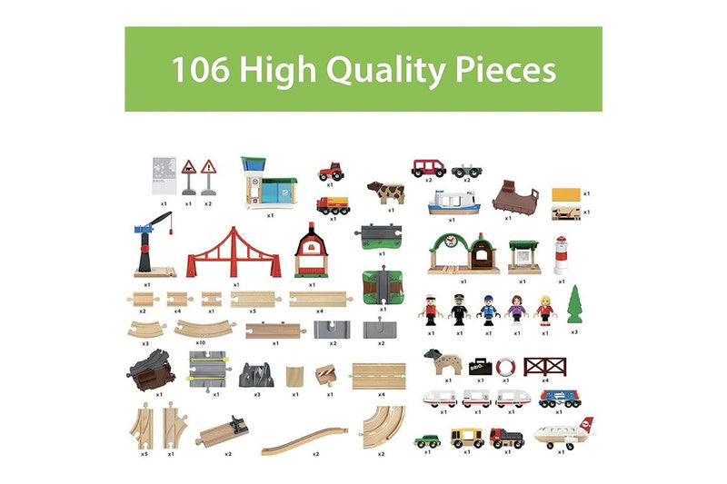 106pc Brio Light Sound Train Railway World Deluxe Set Kids Children Toy 3y+