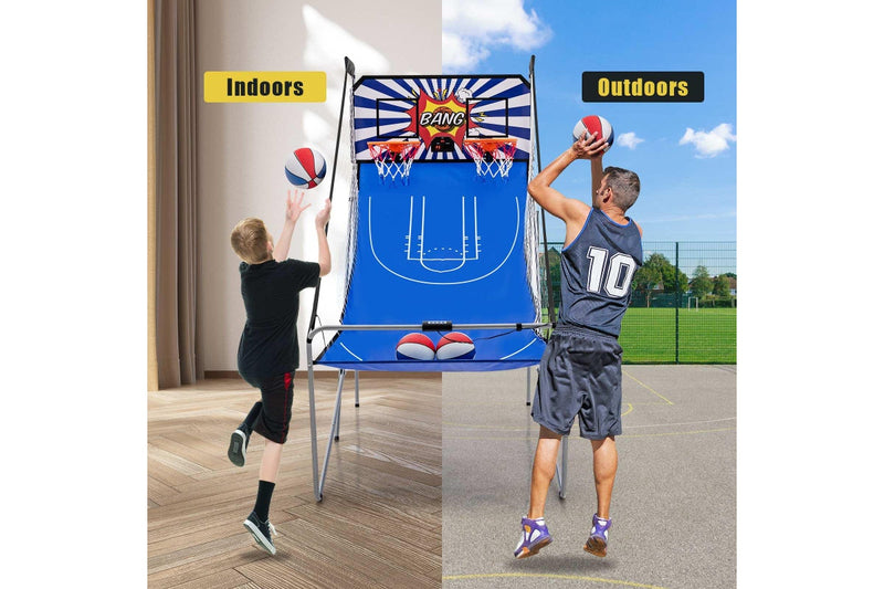 Costway Foldable Electronic Basketball Arcade Game Dual Basketball Game Set w/4 Balls&Hand Pump