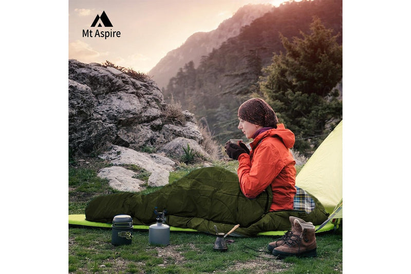 Mt Aspire Sleeping Bag Single Camping Hiking Winter Thermal -10C Army Green