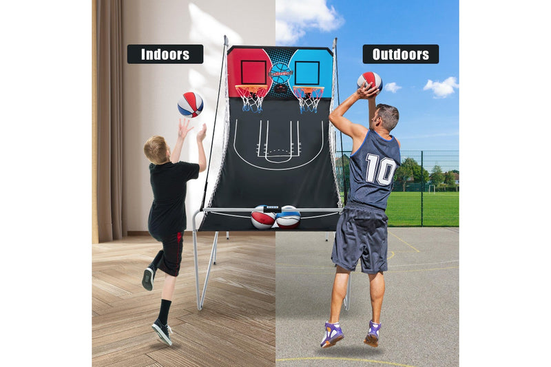 Costway Foldable Basketball Arcade Game Electronic Scoring Dual Basketball Arcade Game Set w/4 Balls