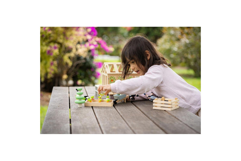 Tender Leaf Toys 48cm Greenhouse w Garden Wooden Toy Set Kids Children 3y+