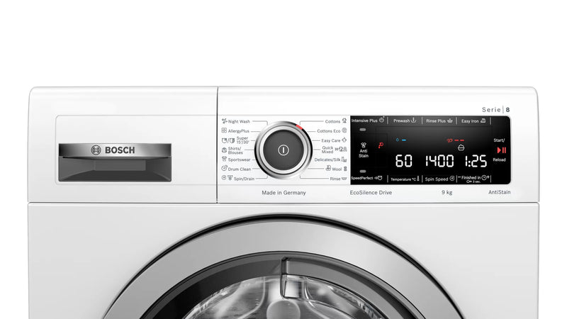 Bosch Series 8 washing machine, front loader 9 kg 1400 rpm