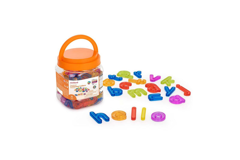 76pc Miniland Aptitude Translucent Lowercase Letters Kids Educational Toy 3y+