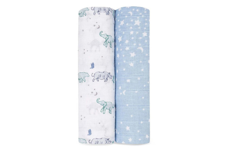 2PK Aden Anais Rising Star 120cm 100% Cotton Muslin Swaddles Baby Blanket Blue