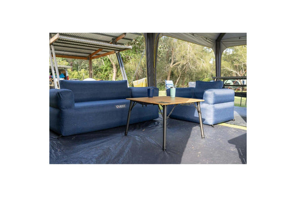 Quest Outdoors 175x80cm Air Inflatable Sofa 3 Camping Picnic Furniture Blue