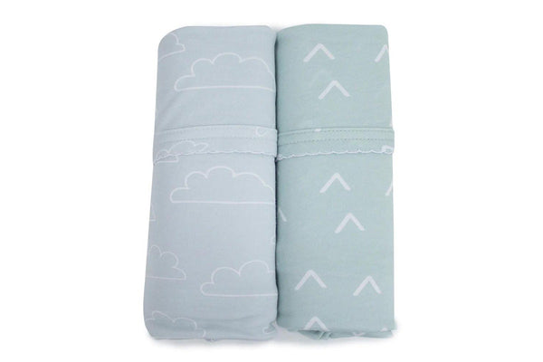 2PK Bubba Blue Nordic 80x80cm Soft Jersey Swaddle Wrap Baby 0-12m Dusty Sky Mint