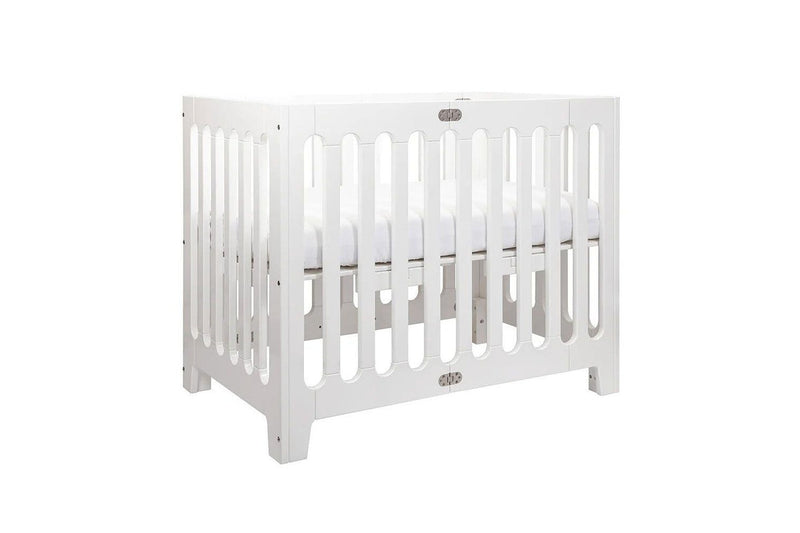 Bloom Alma Baby Toddler Grow Beech Wood Portable Crib w Wheels - Coconut White