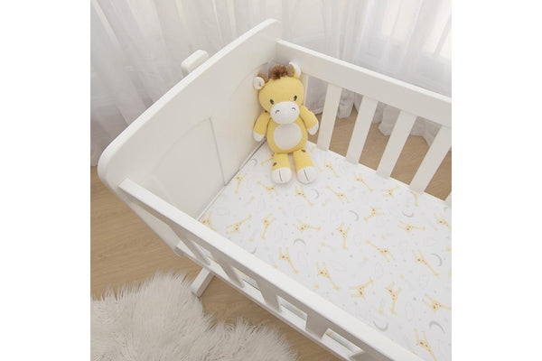 2pc Living Textiles Baby Cotton Jersey Bassinet Fitted Sheet Noah Giraffe Set