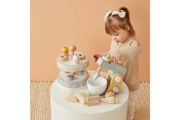 Nordic Kids Children's Wooden Interactive Imaginitive Play Toy Cake Stand Set 2+