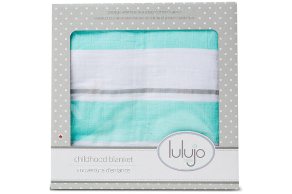 Lulujo: Childhood Blanket - Aqua Stripe