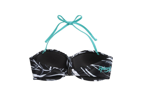 Mountain Warehouse Womens/Ladies Docks Leaf Print Front Tie Bikini Top (Jet Black) (6 UK)