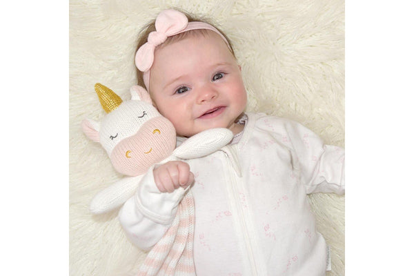 Living Textiles Newborn Infant Baby Cotton Kenzie the Unicorn Security Blanket