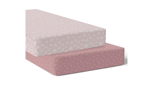 2PK Bubba Blue Nordic 77x135cm Jersey Cot Fitted Sheet 0-12m Dusty Berry Rose