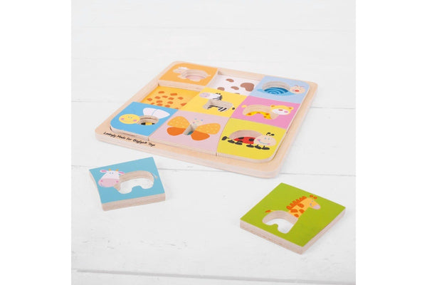 9pc Bigjigs Toys 22cm Animal Patterns Puzzle Kids Children Wooden Toys 18m+