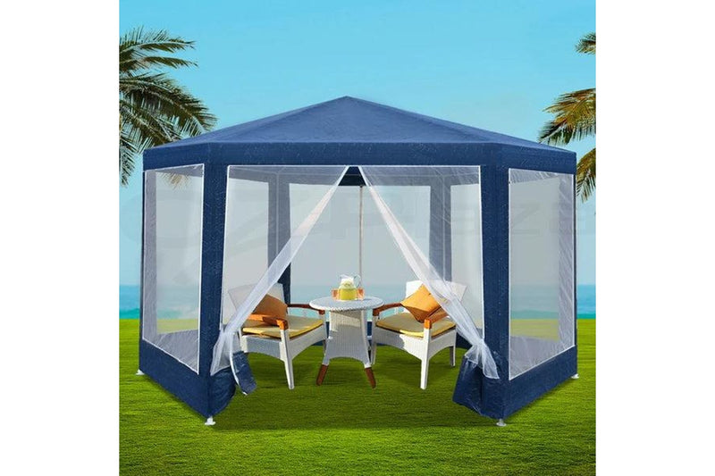 Instahut Gazebo?2x2m Marquee Wedding Party Tent Outdoor Camping Mesh Wall Canopy Shade Gazebos Navy