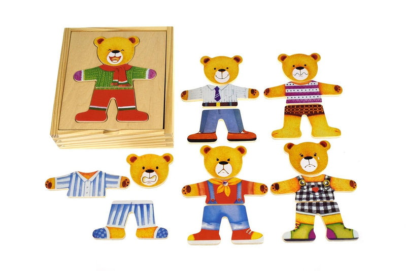 Kaper Kidz Dressing Bear Boy Wooden Blocks Children's Pretend Play Toy 18m+