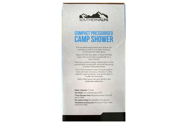 Southern Alps Compact Pressurised Camp Shower with Foot Pump