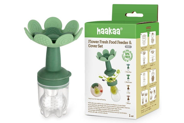 Haakaa: Flower Fresh Food Feeder & Cover Set - Pea Green