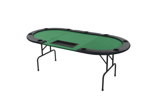 9 Player Folding Poker Table 3 Oval Green Camping Tables