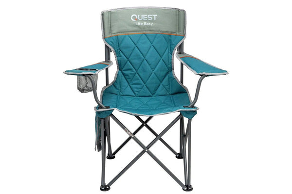 Quest Lite Easy 92cm Aluminium Camp Chair w Armrests Outdoor Camping Picnic Blue