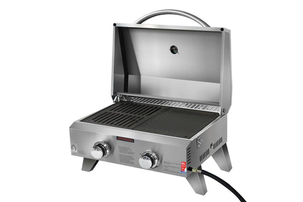 Grillz 2 Burners BBQ Grill with Double Sided Plate