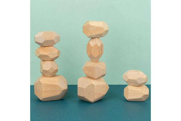 Costcom Toy Creative Original Wooden Stacking Balancing Stone Building Blocks(26 PCS)