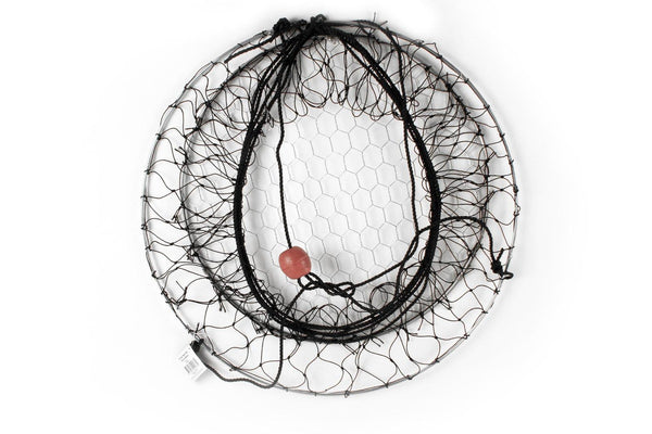 Fishteck Round 60cm Crab Net Basket Storage Fishing Container w Wire Base Black