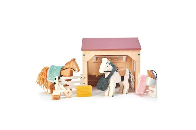 Tender Leaf Toys 19cm The Stables Animal Wooden Toy Pretend Play Set Kids 3y+